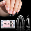 Short Almond Nail Tips, 510Pcs Thick Almond Full Cover Fake Nails, Clear Press-On Nails French Acrylic False Nail Tips for Salon Home DIY 15 Sizes