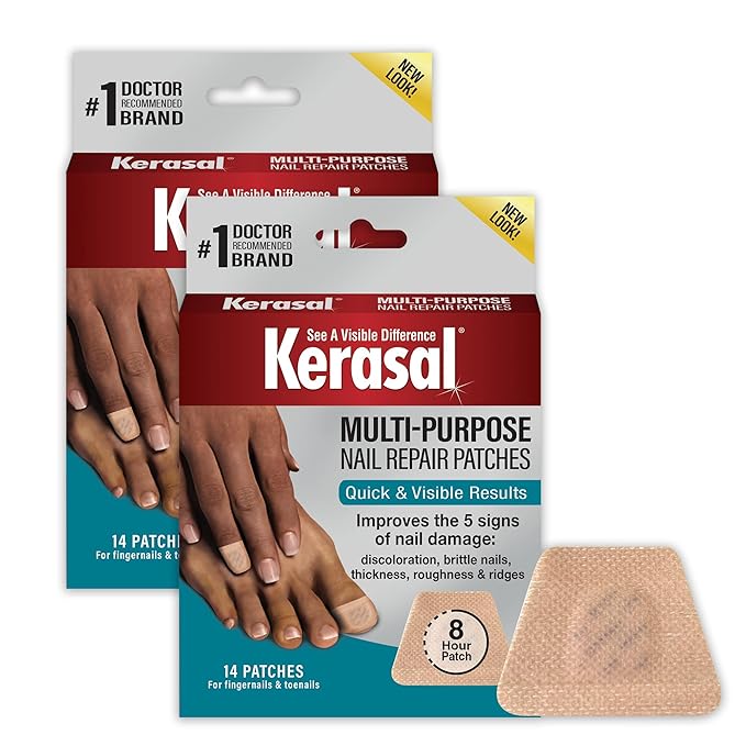 Kerasal Multi-Purpose Nail Repair Patches - 14 Count Twin Pack - Kerasal Nail Repair for Damage, 8-Hour Treatment Restores Healthy Appearance (Packaging May Vary)