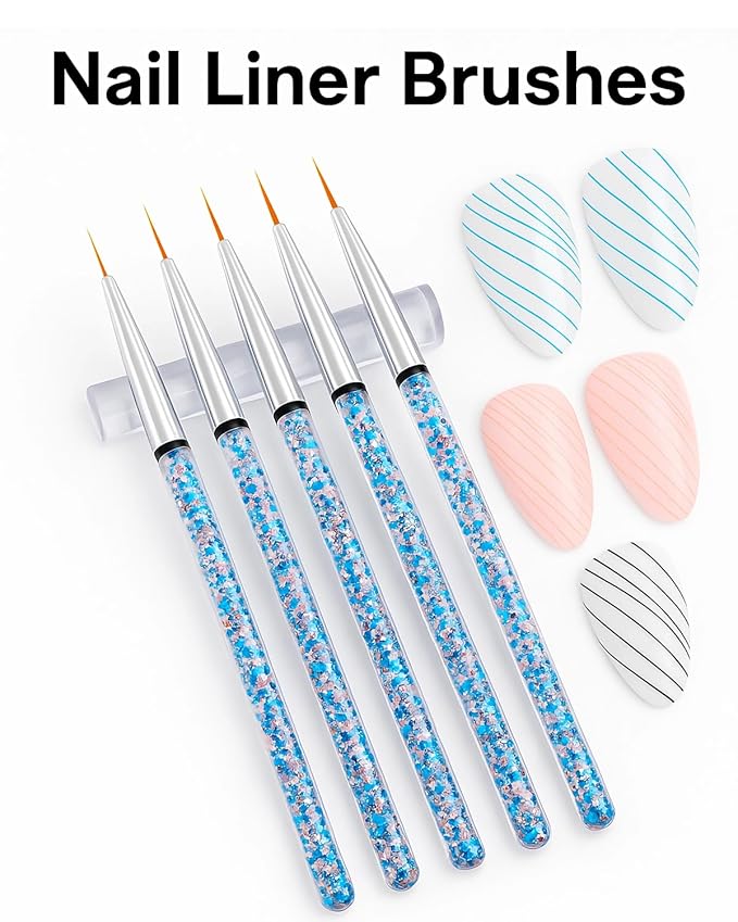 34pcs Nail Art Brushes Set – 15 Nail Brushes, 5 Dual-Ended Dotting Pens, 5 Liner Brushes, 5 Carving Brushes, Brush Holder & 3 Dual-Ended Nail Art Pens – Tools for Gel, Acrylic, DIY Design