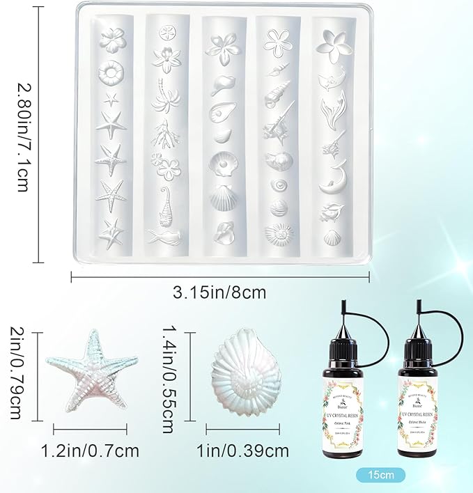 Biutee 3D Nail Molds for Nail Art, Sea Shell Silicone Nail Molds DIY Ocean Charms Nail Molds for 3D Sculpting Molding Gel Nail Desgin Nail Manicure Carved Mould Resin Epoxy Mold