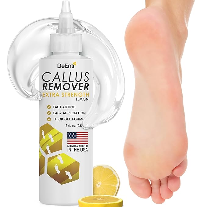 Callus Remover for Feet, Extra Strength Foot Callus Remover Gel, 8oz Salon Grade Home Pedicure Supplies for Dry Skin, Cracked Heel, Professional Strength Foot Care, Lemon