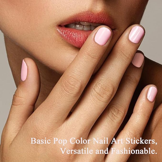 Nude Pink Nail Strips, 22 Pcs Long Lasting Gel Nail Wraps Stickers, No Lamp Needed, Easy Apply and Remove with Tools