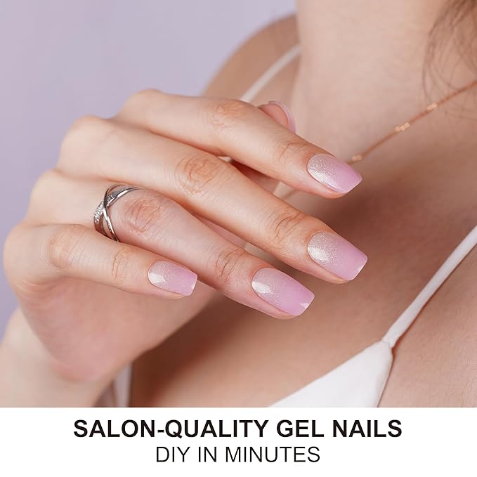 DANNI & TONI Semi Cured Gel Nail Strips Lavender Gradient (Lilac Sheen) Fine Glitter Ombre Gel Nail Wraps 28 Stickers