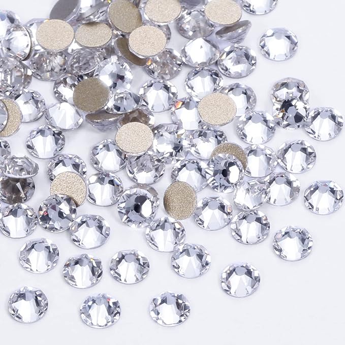 Rhinestones 16 Cut Non Hotfix Flatback Rhinestones for Crafts Glass Nail Rhinestones Nail Gems Crystals Rhinestones for Makeup Bags Shoes Decoration DIY(SS30,288pcs,Clear)