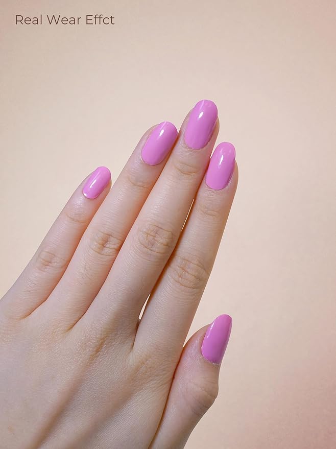 Real Gel Nail Strips (No UV Light Needed) - 44Pcs Salon Quality Nail Stickers - Long Lasting Polish Wraps for Women, Easy Apply & Remove (Mermaid Pink)