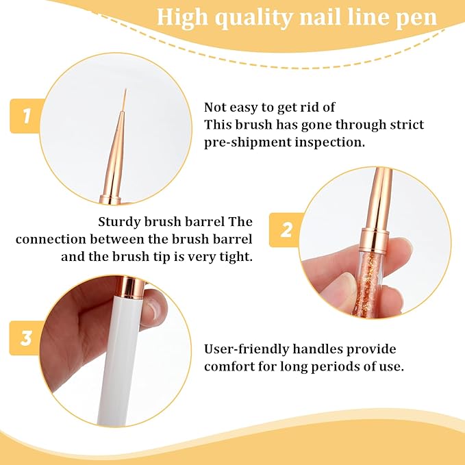4 PCS Nail Liner Brushes, Nail Art Brushes Super Fine Liner Nails Brush Kit Dual-ended Acrylic Nails Line Brush for Gel Polish, Precise Details, Fine Drawing Design Salon & DIY Use, 7/11/15/20mm