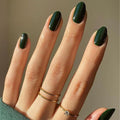Modelones Dark Green Press on Nails Almond, St Patricks day Spring Short Fake Nails, Reusable Nail Kit with Nail Glue Adhesive Tabs Mini Nail File, Nails Press Ons 32Pcs 16 Sizes