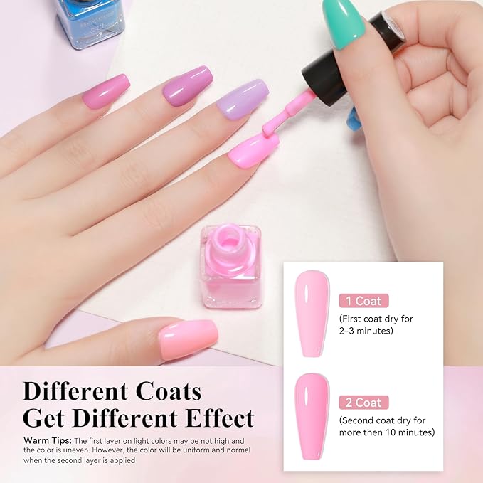 Regular Nail Polish Set: 24 Colors Neon Quick Dry Fingernail Polish Non Gel Bulk Nude Pink Red Green Blue Long Lasting French Nail Art DIY Home Gift Set for Women