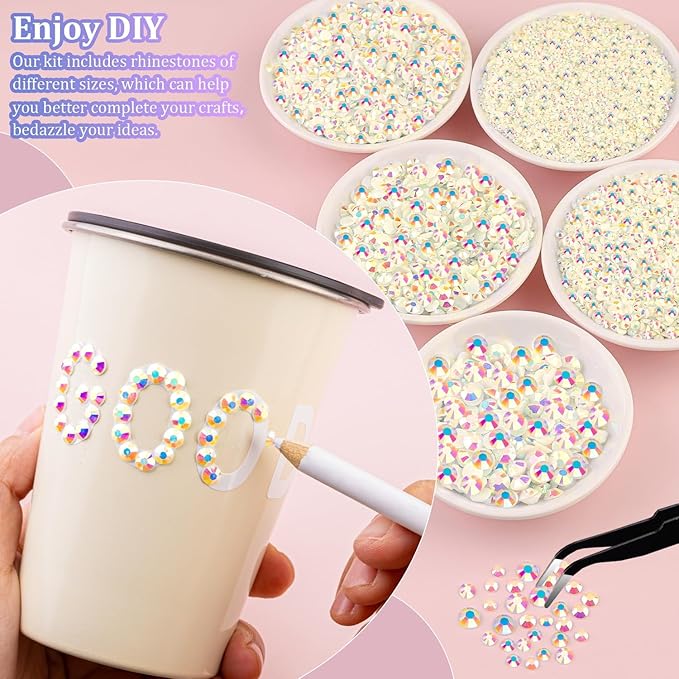 Resin Rhinestones for Crafting with 3Pcs 10ml B7000 Jewelry Glue, 2 Boxes Beige AB Flatback Gems Crystals Diamond for Bedazzling Crafts DIY Nail Art Makeup,Gems for Clothing Tumblers Shoes
