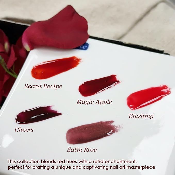 ADHERE Red Gel Nail Polish Set 12ML- 5 Colors Popular Gel Polish Cat Eye Magnetic Gel Burgundy Red Christmas Nail Gel Polish Soak Off LED Kit Manicure Salon DIY Nails Gift For Women ﻿