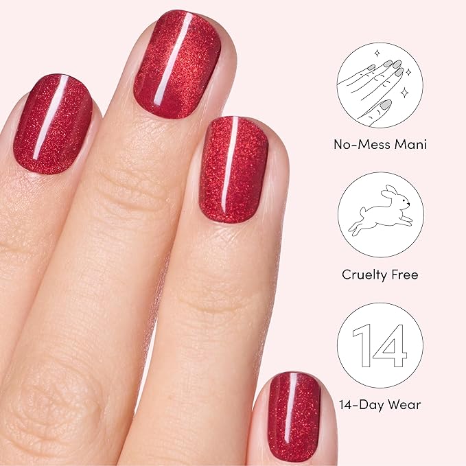 Dashing Diva Glaze Nail Strip Duo - Expensive Taste Collection - Ruby Red Apple & Ring The Alarm - Long Lasting, Chip Resistant, Semi-Cured Gel Nail Strips - Contains 2 Colors