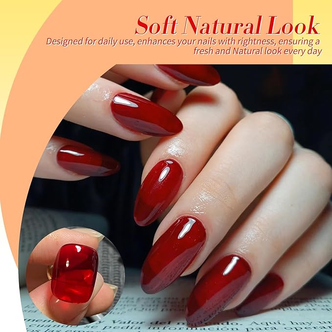 Born Pretty Neon Jelly Gel Nail Polish Polish Blood Wine Red Burgundy Brown Blue Purple Green Translucent,Spring Summer Soak Off U v LED Light Cure Nail Art Kit for Salon Manicure and DIY at Home