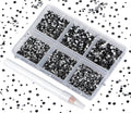Bymitel 7200 Pieces 6 Mixed Sizes Glue Fix on Glass Rhinestones Round Crystal Gems Flatback for DIY Jewelry Making with one Picking Pen(Mix: SS3-SS10/7200PCS, Black)