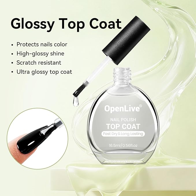 Base and Top Coat Nail Polish Quick Dry,16.5ml Large capacity Basic Nail Polish Set Fast Dry Air, High-Glossy Shiny, No U V Light Needed for Women Salon DIY Nail Art
