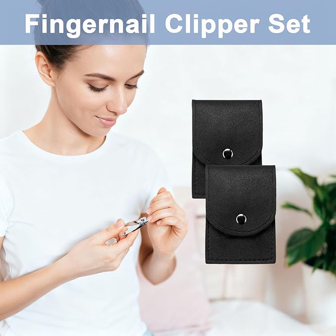 16 Sets Travel Manicure Set Professional Nail Clipper Kit Bulk,4 in 1 Adult Stainless Steel Travel Manicure Kit with Case Individually Wrapped Nail Clippers Bulk for Homeless,Hotel,Charity（Black）