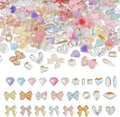 260Pcs Flatback Nail Charms Resin Fillers Mermaid Color Bowknot Diamond Heart Nail Gems Cute 3D Nail Stickers Nail Art Cabochons for Nail Art Makeup