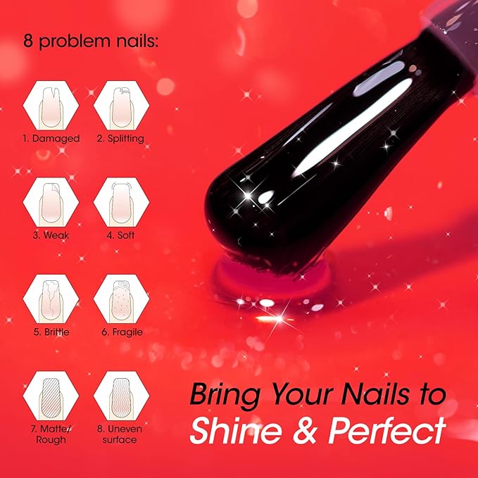 Gellen Pro Bio Active Glow Nail Polish One Step Ridge Filler Nails Concealer & Strengthener with Hexanal B5 Calcium & Grape Seeds Oil for Healthier Nails, Ultra-Glowy Shine, Vegan & Cruelty-free