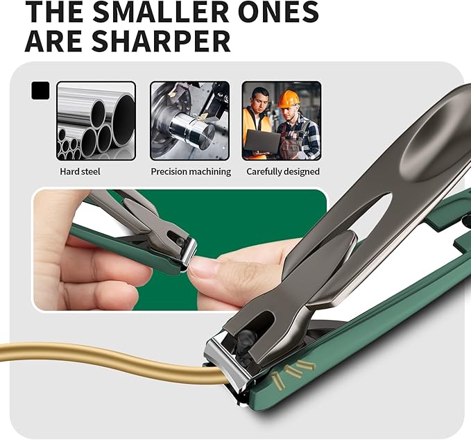Nail Clippers for Men with Catcher, 2-Pack Large & Small Anti-Splash Nail Clippers for Fingernails & Toenails, Sharp Stainless Steel Heavy-Duty Self-Collecting Nail Cutter for Men Women