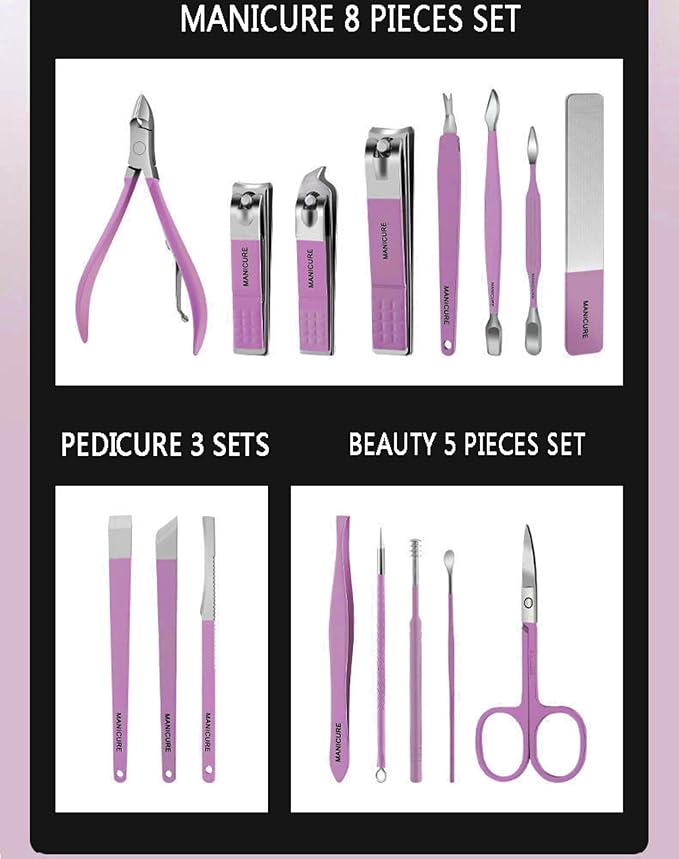 Nail Clipper Set, Manicure and Pedicure kit, Nail Care kit, Finger Nail Clippers Adult, Mens Grooming kit, Nail Care Kit for Men, Nail Grooming kit, Travel Nail Kit, Professional Manicure