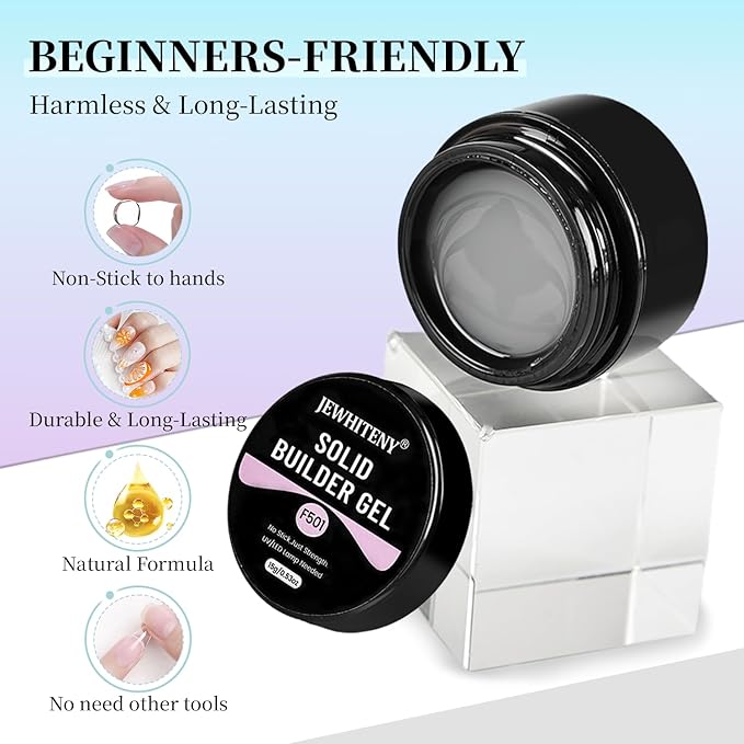 JEWHITENY 12 Colors Non-Sticky Solid Builder Gel Set:Sculpting Gel for 3D Nail Art, Extension & Nails Carving Salon-Quality Builder Nail Gels