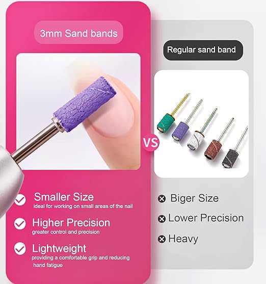 Nail Drill Bits Sanding Bands - for Nail Drill with 3.1mm Mandrel Bit, Professional Nail Sanding for Manicures and Pedicure，Salon-QualityNail Bit Set for Acrylic Nails Gel (180#)