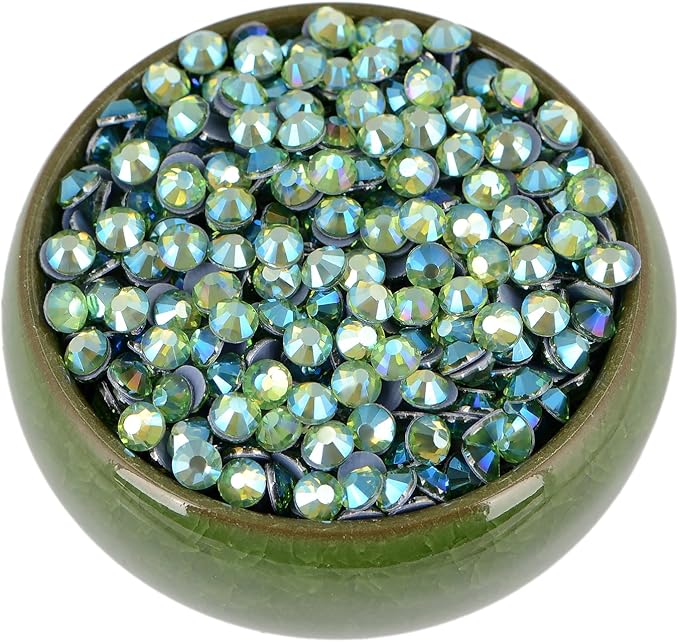 NCB 2880pcs Hot-fix Rhinestones Bulk Crystal Hot Fix Rhinestones for Crafts Clothes DIY Decoration (Peridot AB, SS3 1.3mm)