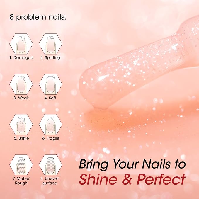 Gellen Active Glow Nail Polish, Nail Concealer Strengthener One-Step Plant Based Care for Nourished Healthier Nails, Strength-Boost Complex Hexanal Pro-Vit B5 Calcium, Ultra-Glowy Milky Shine Finish