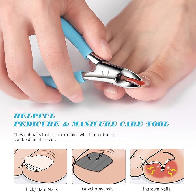 FVION Toenail Clippers, Professional Thick & Ingrown Toe Nail Clippers for Men & Seniors, Velvet-Soft Handle Toenail Cutter/Colorful Nail Clippers, High Grade Stainless Steel