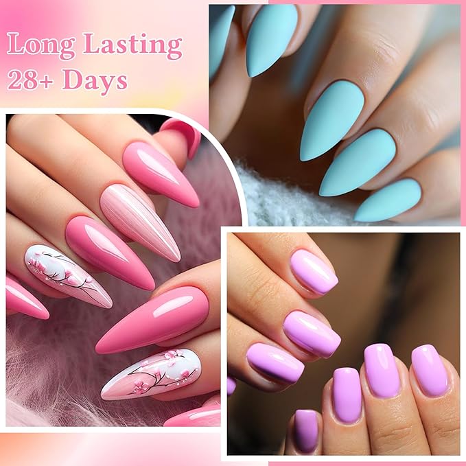 MEET ACROSS 30Pcs Nude Gel Polish Set Pink Sky Blue Gel Nail Polish Dreamy Town Series Macaroon Nail Manicure Kit Gift for Women 26 Colors