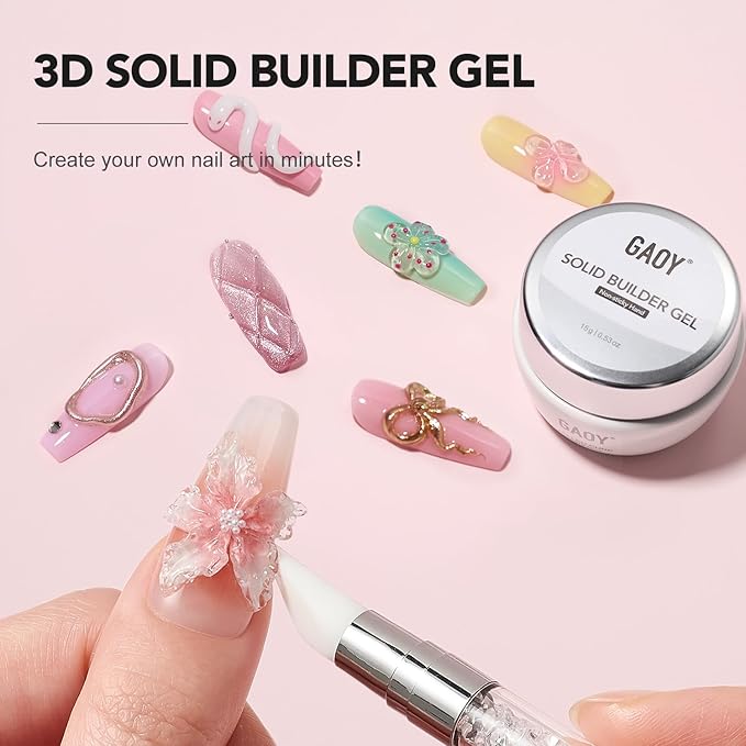 GAOY Clear 3D Sculpting Gel for Nail Art, 15g Solid Nail Gel Non-Sticky Hard Builder Gel for Carving, Molding and Building