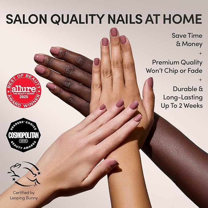 Glamnetic Press On Nails - Mauve Cutie | Super Short Muted Purple Fake Nails, Salon Quality | Extra Short Length, 12 Sizes - 30 Nail Kit with Glue