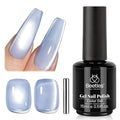 Beetles Blue Cat Eye Gel Polish, 15ML Light Blue Glass Cat Eye Glitter Gel Polish with Magnet Shimmer Translucent Sheer Color Soak Off UV Frosted Galaxy Series French Nail Art Gift for Women