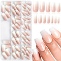 AddFavor 240pc Ombre Press on Nails Long Square, Acrylic Fake Nails Press ons Nail Tips Square Stick on Nails with Nail Glue and Adhesive Tabs for Women