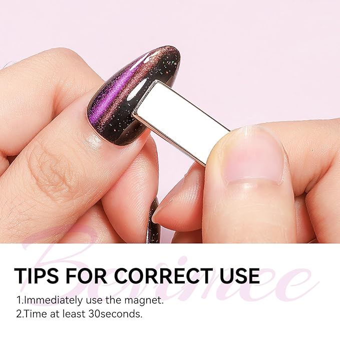 Quick Dry Magnetic Nail Polish: Cat Eye Nail Polish Fast Dry Purple Cateye Nails Polish Air Dry Fast Nails Lacquer Long Lasting for Women Girls DIY Home 12ML
