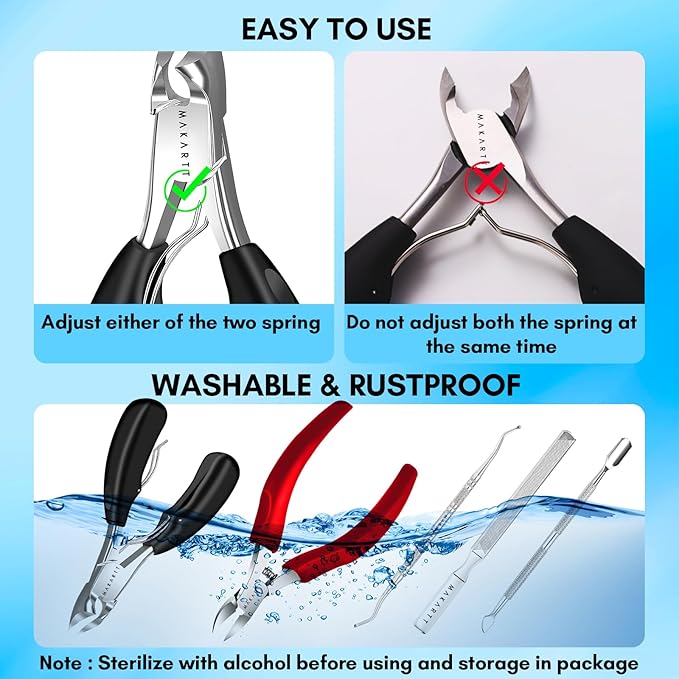 Makartt Toenail Clippers, 5-in-1 Stainless Steel Nail Clipper Set for Thick or Ingrown Toenails, Professional Removal Kit for Men, Women & Seniors
