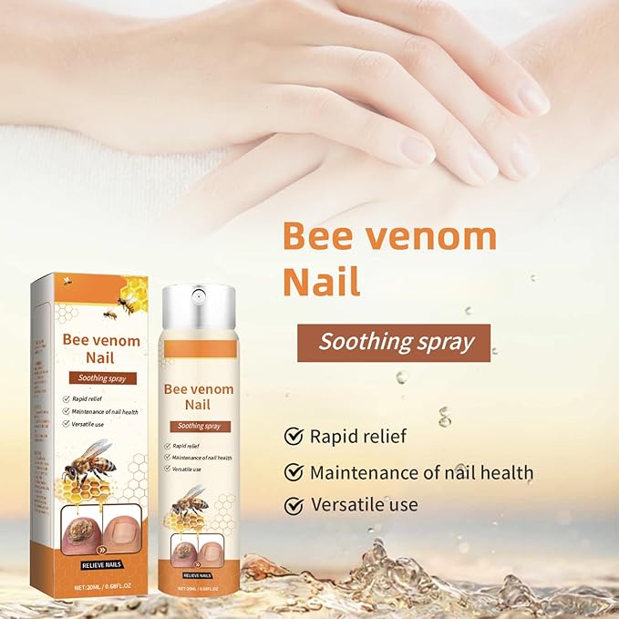 2Pcs Bee Venom Nail Soothing Spray, Advanced Nail Repair Spray, Bee Venom Toe Nail Treatments spray, Nail Care, Gently and Nourishing