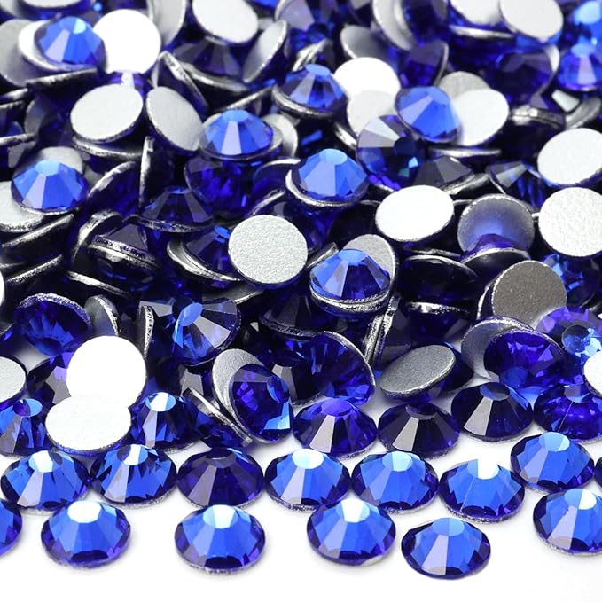 Flatback Glass Rhinestones,Bedazzler Gems 1440pcs Non Hotfix Crystal Rhinestones for Nail Charms Crafts Clothes Tumblers,Sapphire,SS16