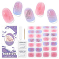Semi Cured Gel Nail Strips, 28 pcs Gel Nail Stickers Work with Any UV Lights, Long-Lasting Nail Wraps, Stick on Nails for women Easy to Apply & Remove