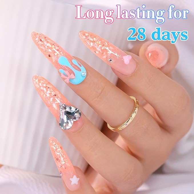 Double Rhythm 0.5Oz Glitter Gel Polish Same Color Same Bollte Shimmer Reflective Color for Nail Art Salon DIY Soak Off 15ml Nail Lamp Gel Polish at Home (Orange Peach-B1198)