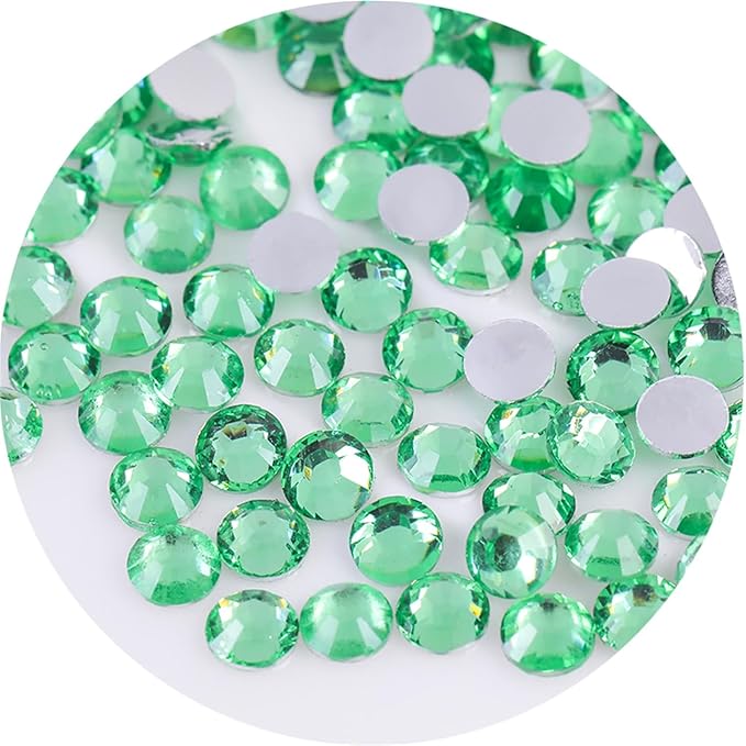 2250 Pcs SS16 4mm Flatback Rhinestones for Nails Art Crafts Glitter Round Gems Crystals DIY Clothes Shoes（Green)