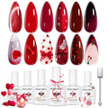modelones Red Gel Nail Polish Set 6 Colors Burgundy Cherry Dark Red Cat Eye Glitter Color Changing 2026 Spring Hema&TPO Free Gel Polish Kit with Magnet Soak Off Nail Art DIY Gifts