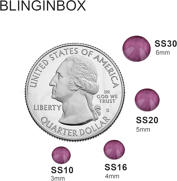 Blinginbox Flatback Rhinestones Round Gems, 1440pcs Luminous Series Glass Stones Neon Gems Non Hotfix Crystal Rhinestones for Nail Charms Crafts Clothes Tumblers,Pearly Purple Neon,SS20.