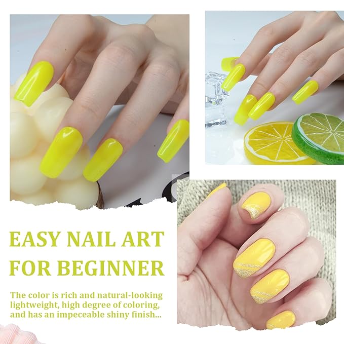 1 Oz/28g Fluorescent Yellow Dip Powder, 1OZ Neutral Nail Dip Powder for Long-lasting 28 Days+ Dip Nail Art French Manicure Nail Starter & Professional Home DIY Salon Use