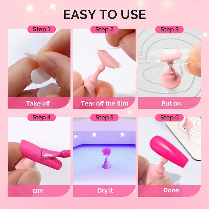 MelodySusie Nail Stand for Press Ons, Super Metal Square With Heart Pattern Magnetic Base for Painting Display with Brush Holder And Reusable Double-Sided Tape for Home DIY Salon Supplies
