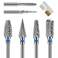 Diesisa 6 Pack Nail Drill Bits for Acrylic Nails, 3/32" Shank Drill Bits for Nails Professional Electric Cuticle Drill Bit, Cuticle Cleaner Nail Gel Polish Remover Tool for Home Salon Nail Bits-Blue