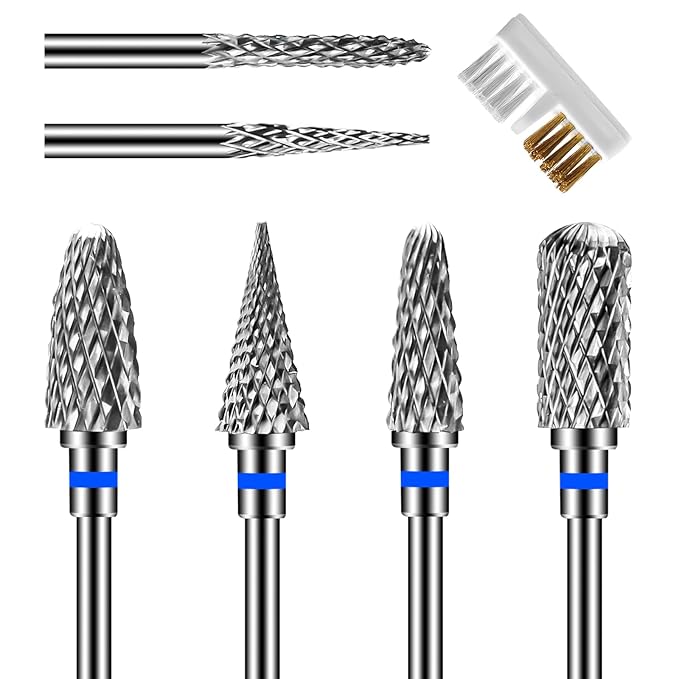 Diesisa 6 Pack Nail Drill Bits for Acrylic Nails, 3/32" Shank Drill Bits for Nails Professional Electric Cuticle Drill Bit, Cuticle Cleaner Nail Gel Polish Remover Tool for Home Salon Nail Bits-Blue