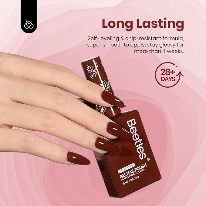 Beetles Spring Gel Polish Set - Emotional Symphony 6 Colors 15ML Hema-Free Gel Polish Set, Burgundy Purple Brown Nail Colors, Soak off Uv Led Lamp Nail Art Kit Salon Colorful Bottle Manicure Gifts