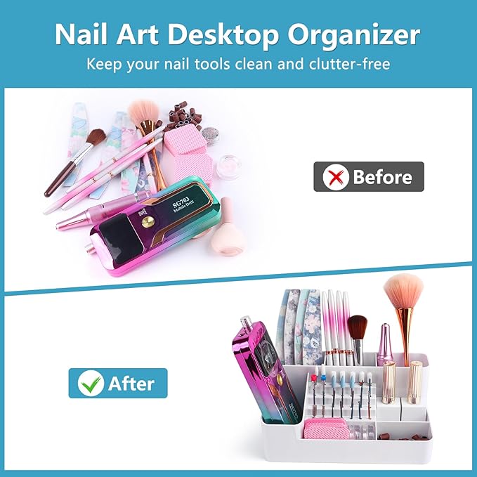 Nail Drill Holder & 28 Holes Nail Drill Bits Holder, Transparent Acrylic Nail Drill Machine Storage Box, Professional Nail Drill Organizer Case for Manicure tools, White