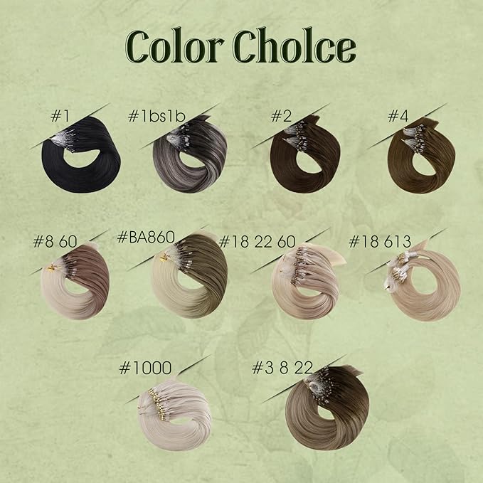 RUNATURE Micro Link Hair Extensions Human Hair Balayage Walnut Brown to Ash Brown with Light Blonde Cold Fusion Micro Beads Hair Extensions Real Human Hair 12 Inch 40g 50s