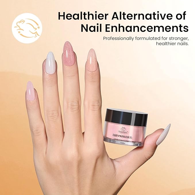 Beetles Dip Powder Nail Kit, 6 Colors Dipping Powder Nude White Pink Glitter with Base Top Coat Activator and Tools for French Nail Art, Easy DIY Home Manicure Salon Gift for Women
